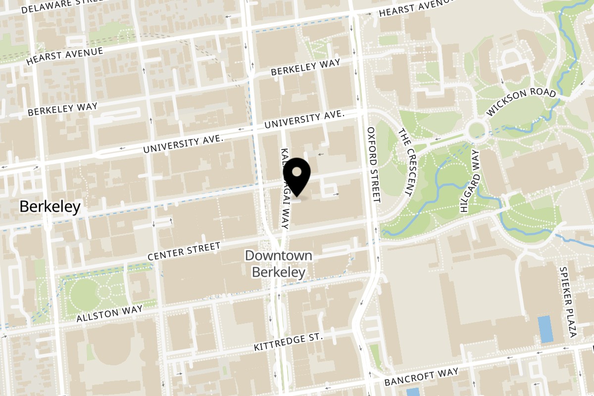 Map showing the location of Arinell Pizza on 2119 Shattuck Ave. in Berkeley
